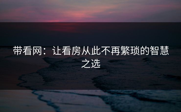 带看网：让看房从此不再繁琐的智慧之选