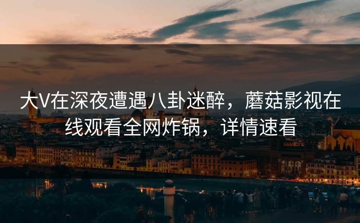 大V在深夜遭遇八卦迷醉,蘑菇影视在线观看全网炸锅,详情速看