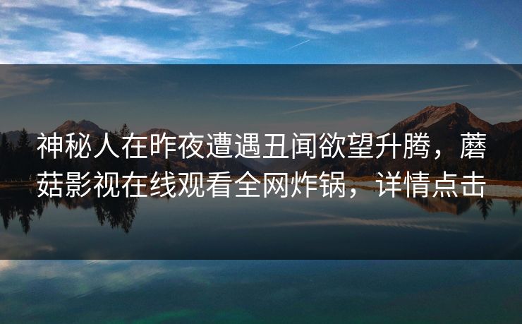 神秘人在昨夜遭遇丑闻欲望升腾,蘑菇影视在线观看全网炸锅,详情点击