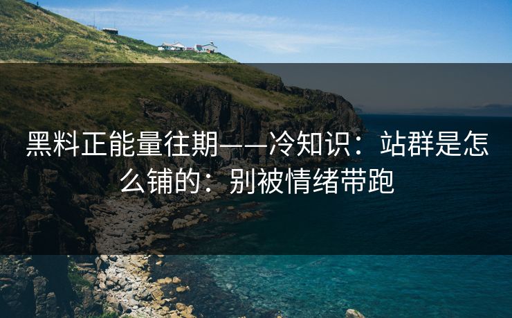 黑料正能量往期——冷知识：站群是怎么铺的：别被情绪带跑